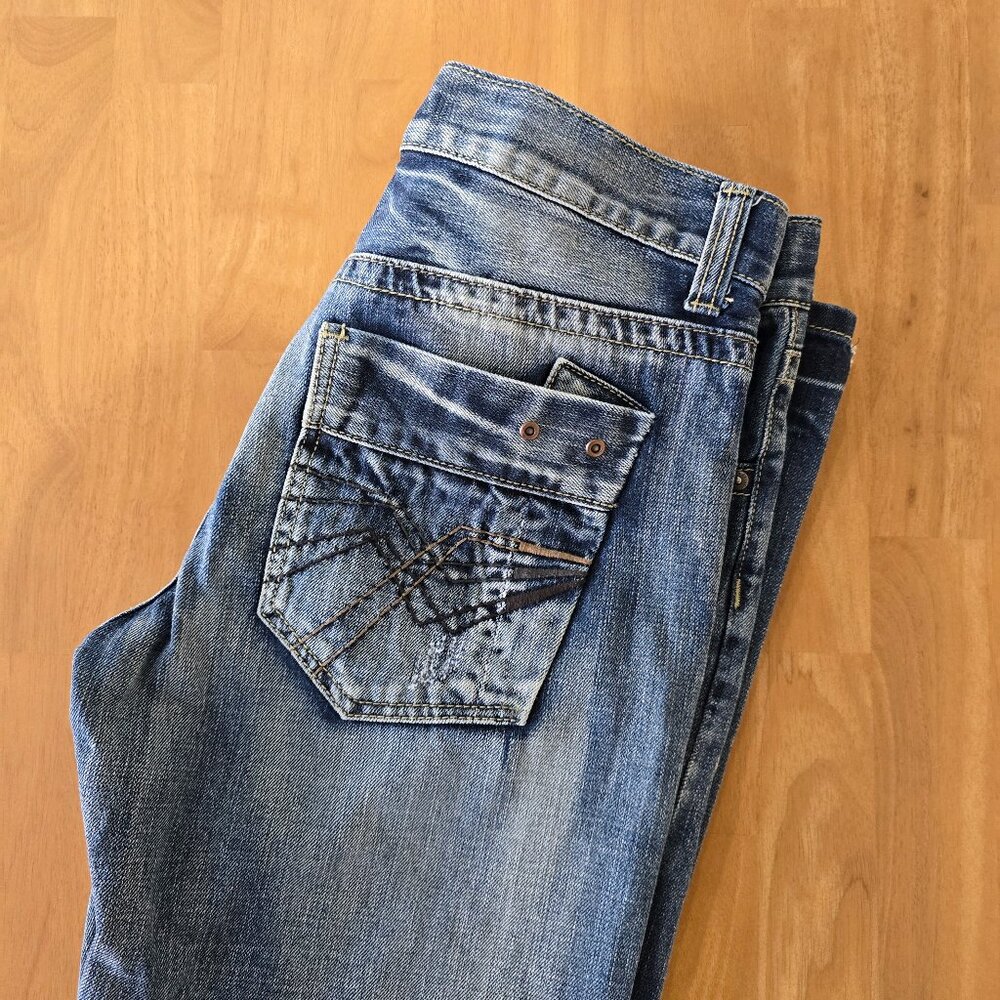 Route 66 Men's Premium Slim Boot 5-Pocket Jeans Distressed Embroidered  Sz 32x30